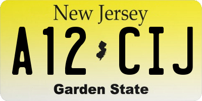 NJ license plate A12CIJ