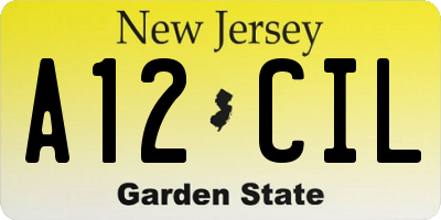 NJ license plate A12CIL