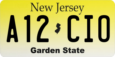NJ license plate A12CIO