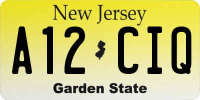 NJ license plate A12CIQ