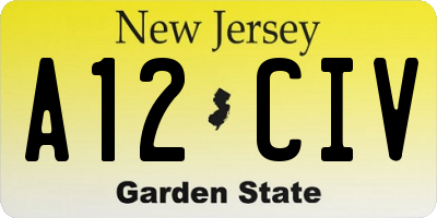 NJ license plate A12CIV