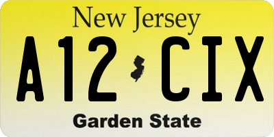 NJ license plate A12CIX