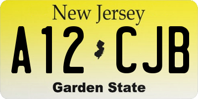 NJ license plate A12CJB