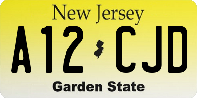 NJ license plate A12CJD