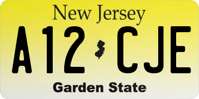 NJ license plate A12CJE