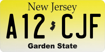 NJ license plate A12CJF