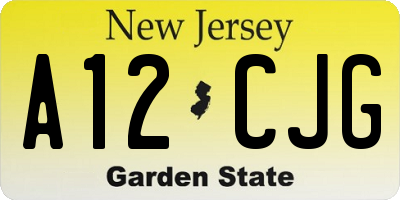 NJ license plate A12CJG
