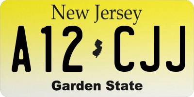 NJ license plate A12CJJ