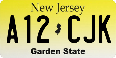 NJ license plate A12CJK