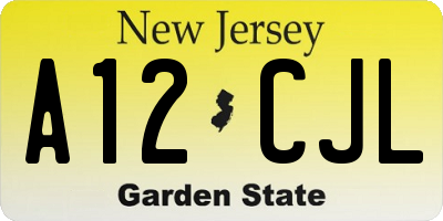 NJ license plate A12CJL