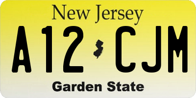 NJ license plate A12CJM