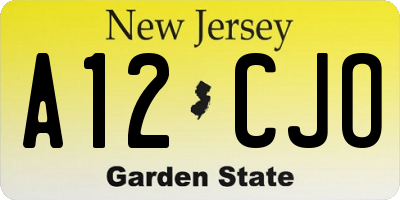 NJ license plate A12CJO