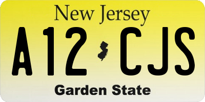 NJ license plate A12CJS