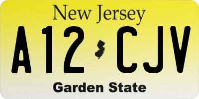 NJ license plate A12CJV