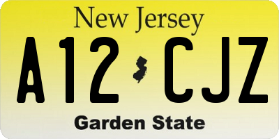 NJ license plate A12CJZ