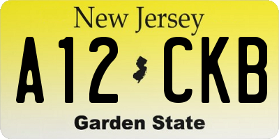 NJ license plate A12CKB