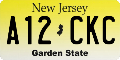 NJ license plate A12CKC