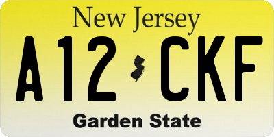 NJ license plate A12CKF