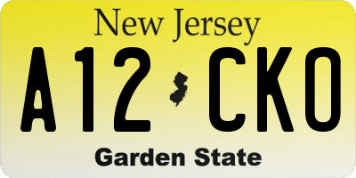 NJ license plate A12CKO