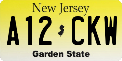 NJ license plate A12CKW