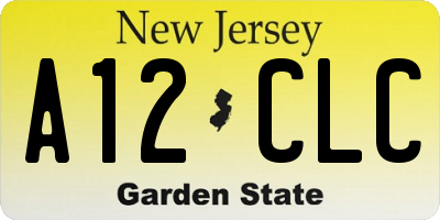 NJ license plate A12CLC