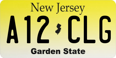 NJ license plate A12CLG
