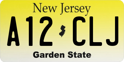 NJ license plate A12CLJ