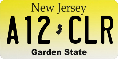 NJ license plate A12CLR