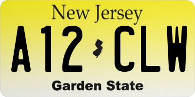 NJ license plate A12CLW