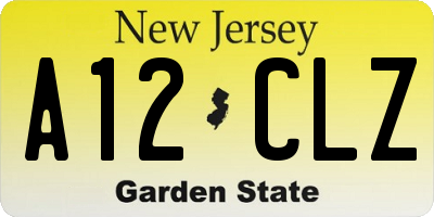 NJ license plate A12CLZ
