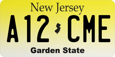 NJ license plate A12CME
