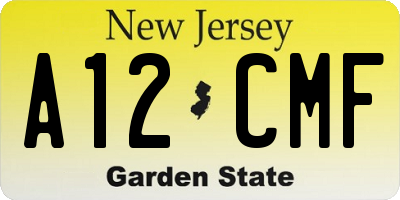 NJ license plate A12CMF
