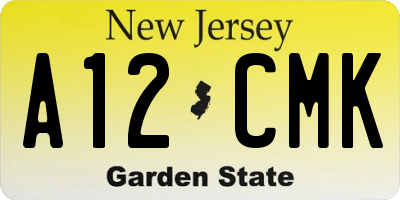 NJ license plate A12CMK
