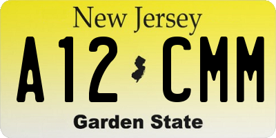 NJ license plate A12CMM