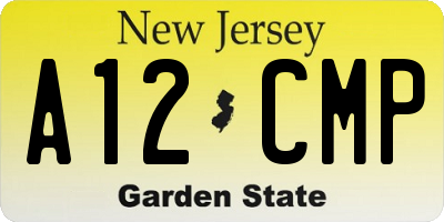 NJ license plate A12CMP