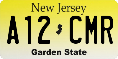 NJ license plate A12CMR