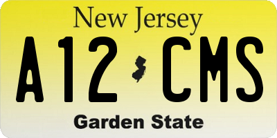 NJ license plate A12CMS