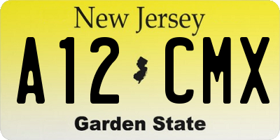 NJ license plate A12CMX