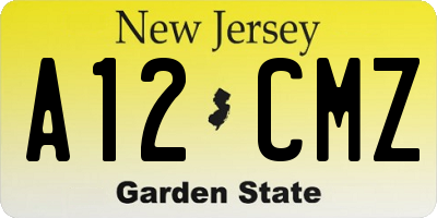 NJ license plate A12CMZ