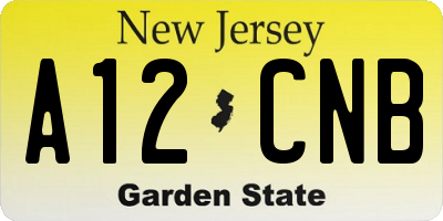NJ license plate A12CNB