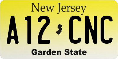 NJ license plate A12CNC