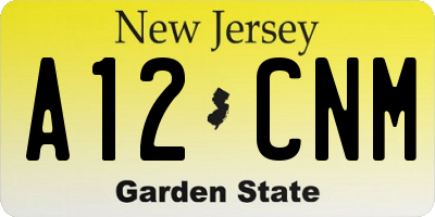 NJ license plate A12CNM