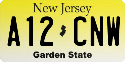 NJ license plate A12CNW