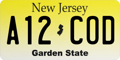 NJ license plate A12COD