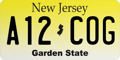 NJ license plate A12COG