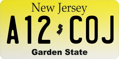 NJ license plate A12COJ