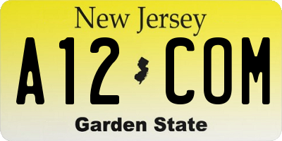 NJ license plate A12COM