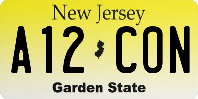 NJ license plate A12CON