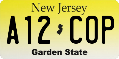 NJ license plate A12COP