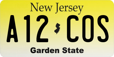NJ license plate A12COS